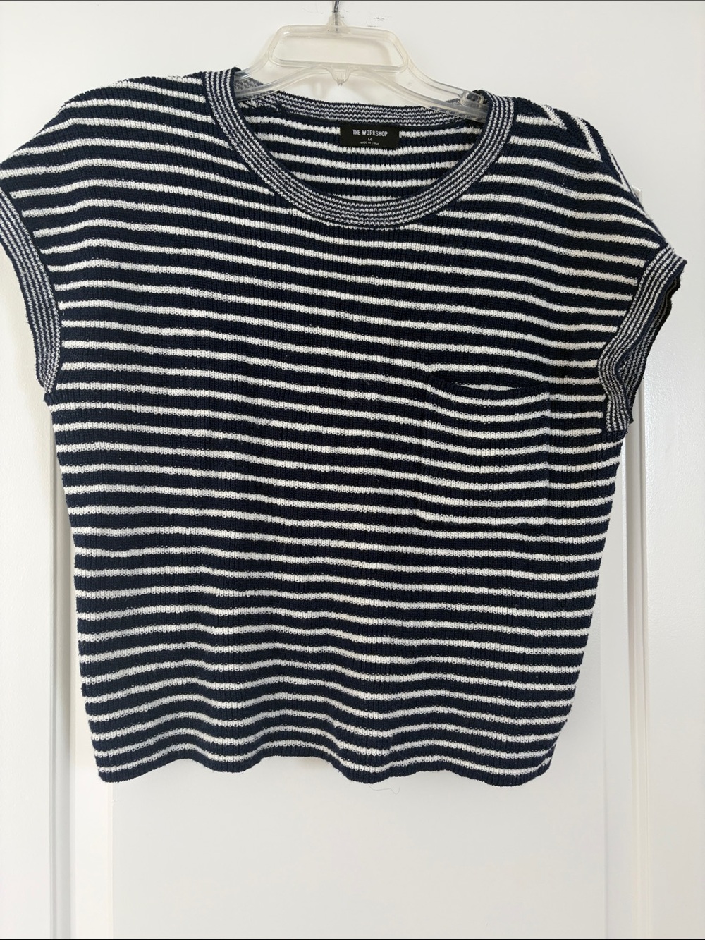 Workshop Republic Clothing Navy & White Striped Knit Tank with Pocket